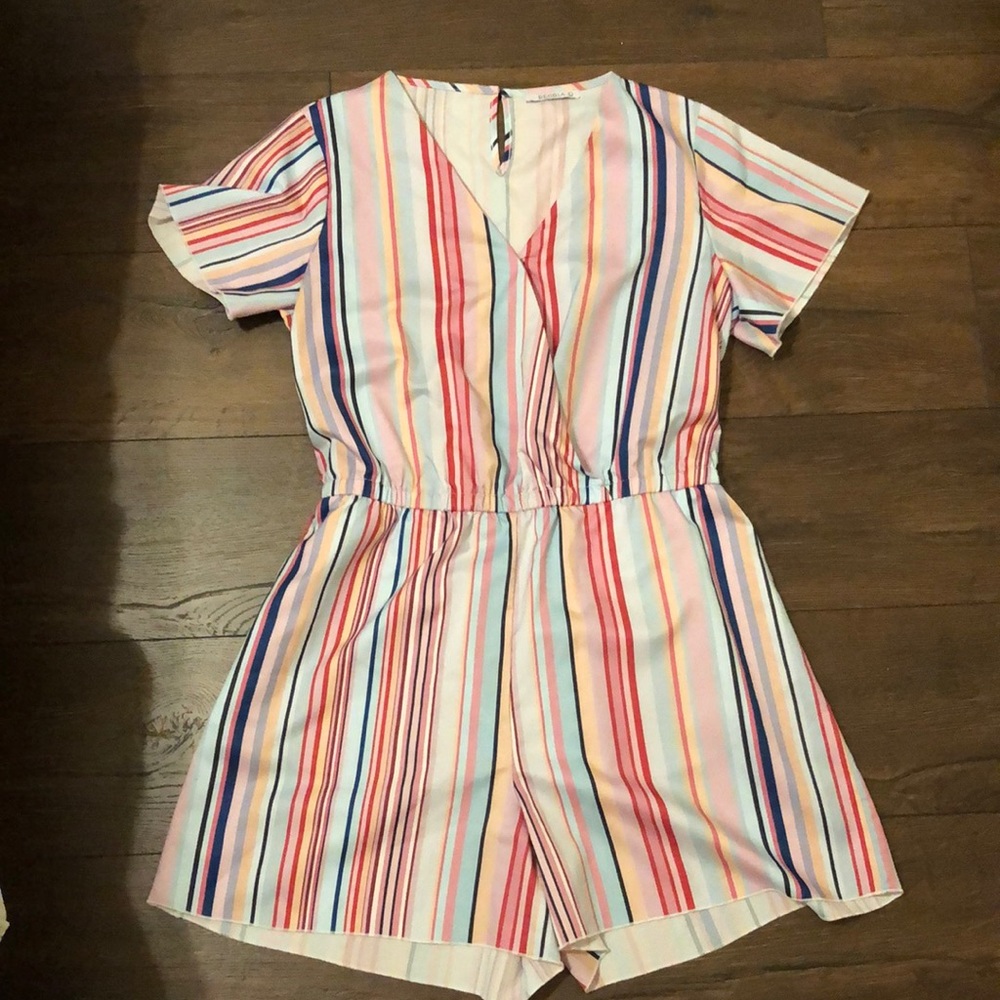 Pink Striped Romper